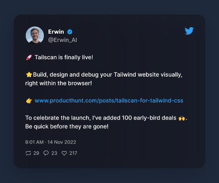 Tweet about Tailscan